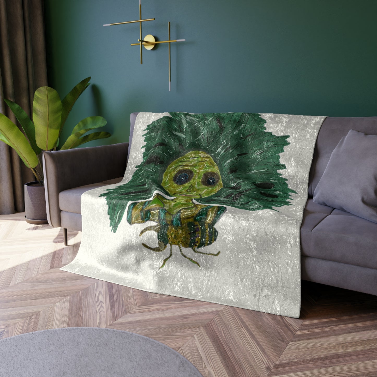 Green Lady Crushed Velvet Blanket