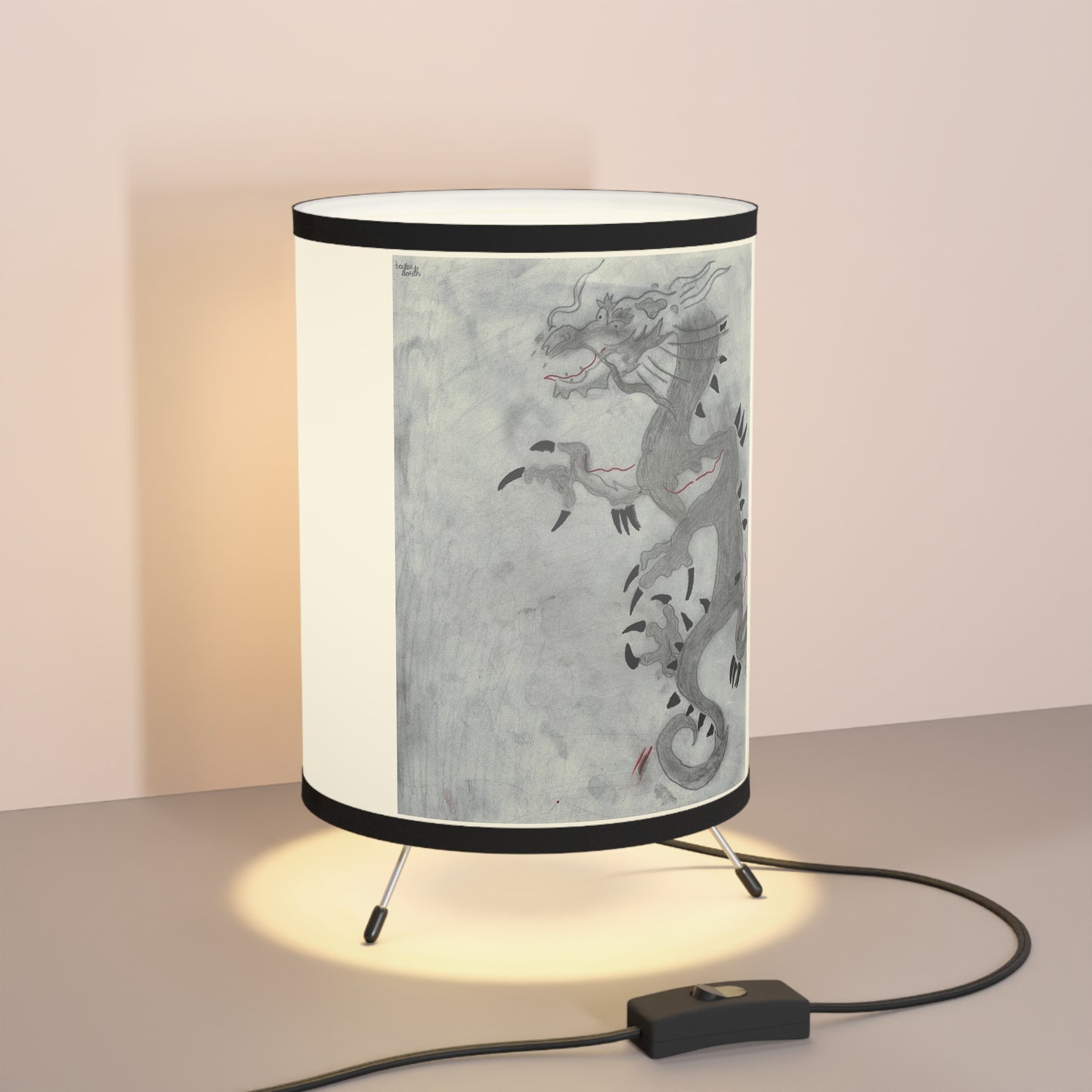 Dragon Tripod Lamp with High-Res Printed Shade
