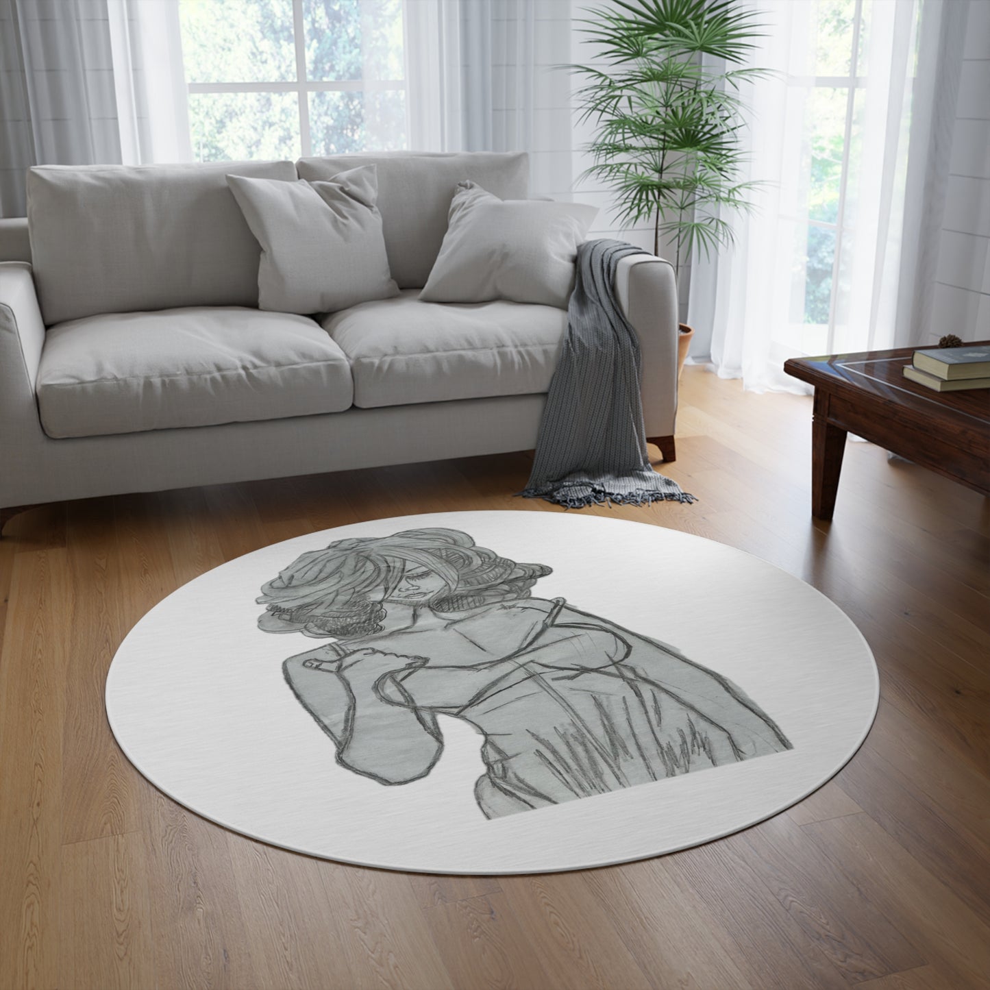Unassuming Spirit Anime Round Rug