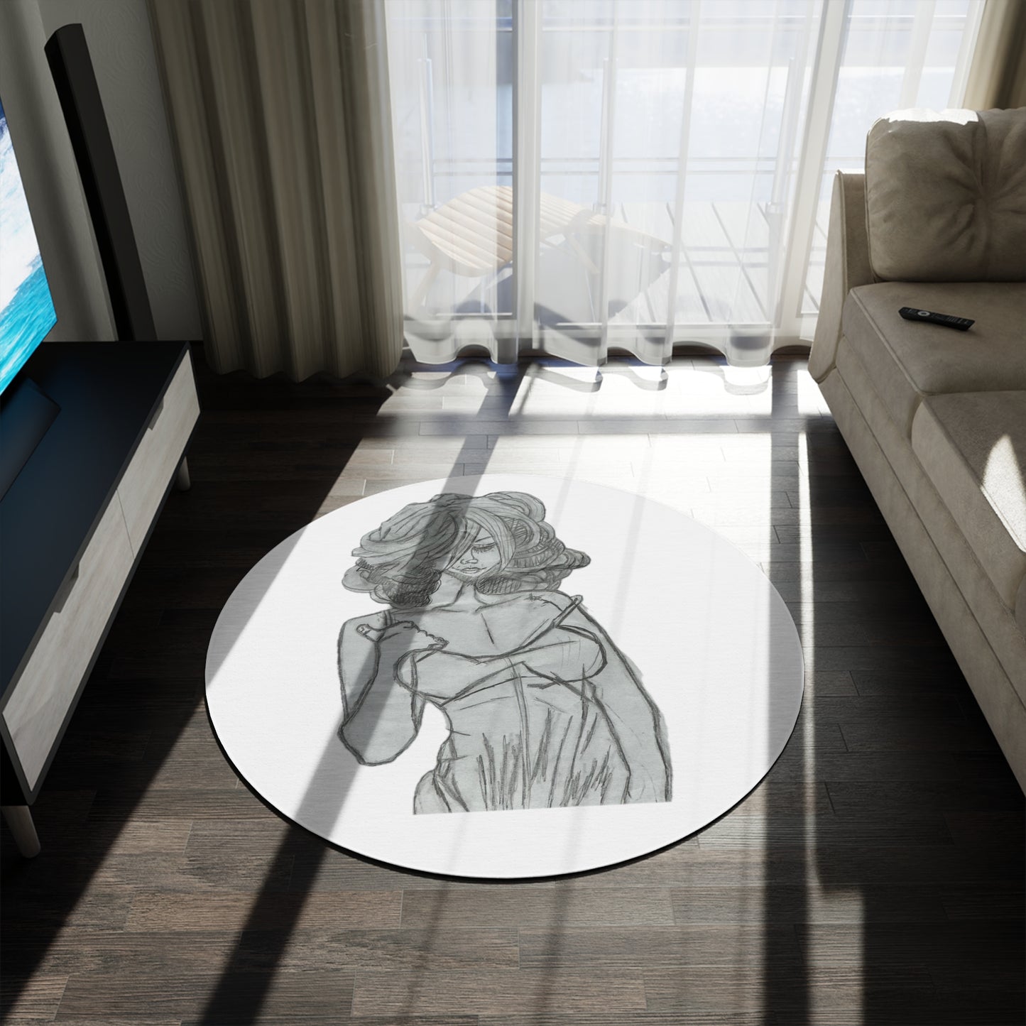 Unassuming Spirit Anime Round Rug
