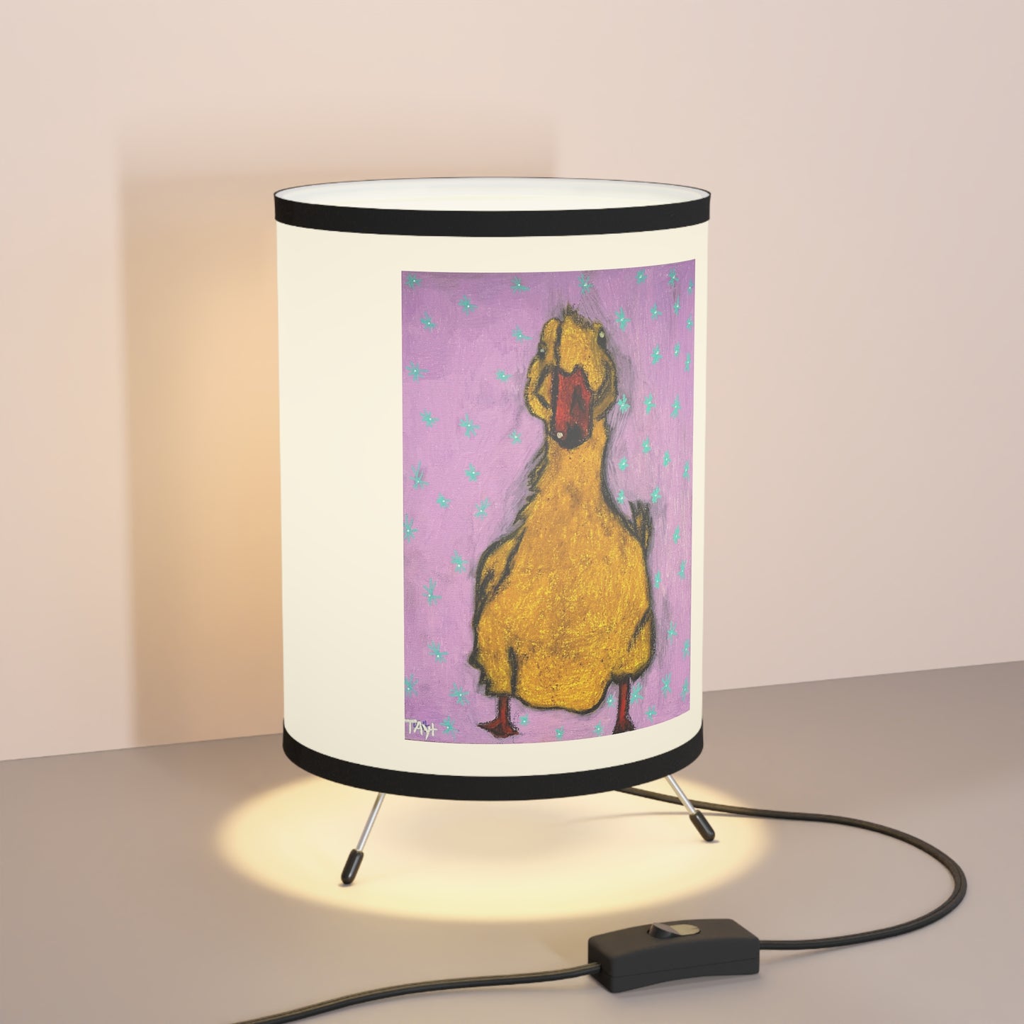 Lucky Duck Tripod Lamp with High-Res Printed Shade