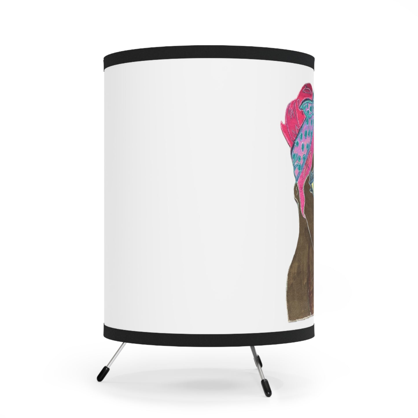 Folk Art Tripod Lamp with High-Res Printed Shade