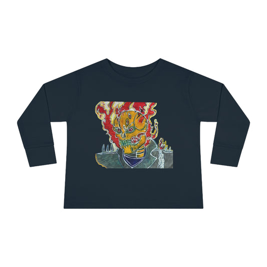 Skeleton On Fire Toddler Long Sleeve Tee