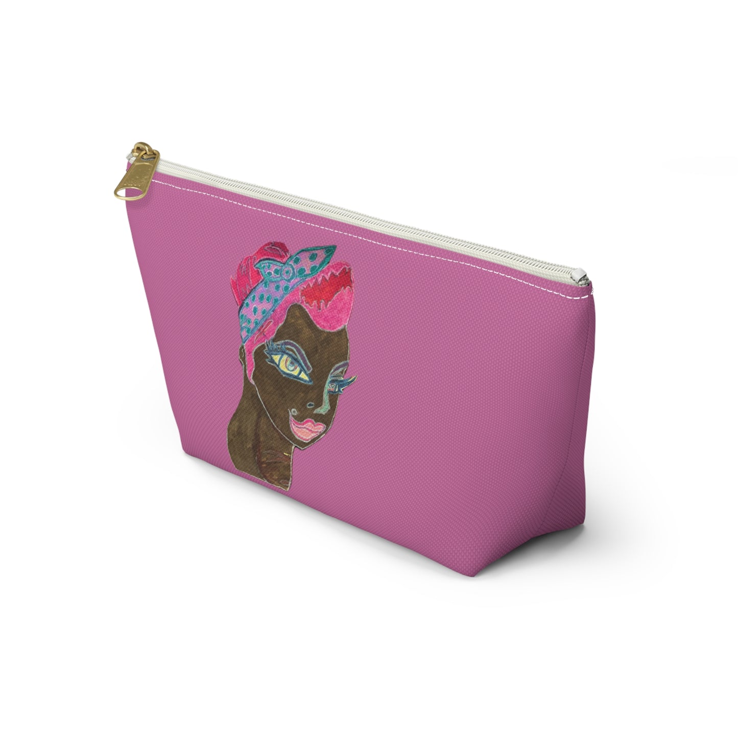 Folk Art Accessory Pouch With T-bottom