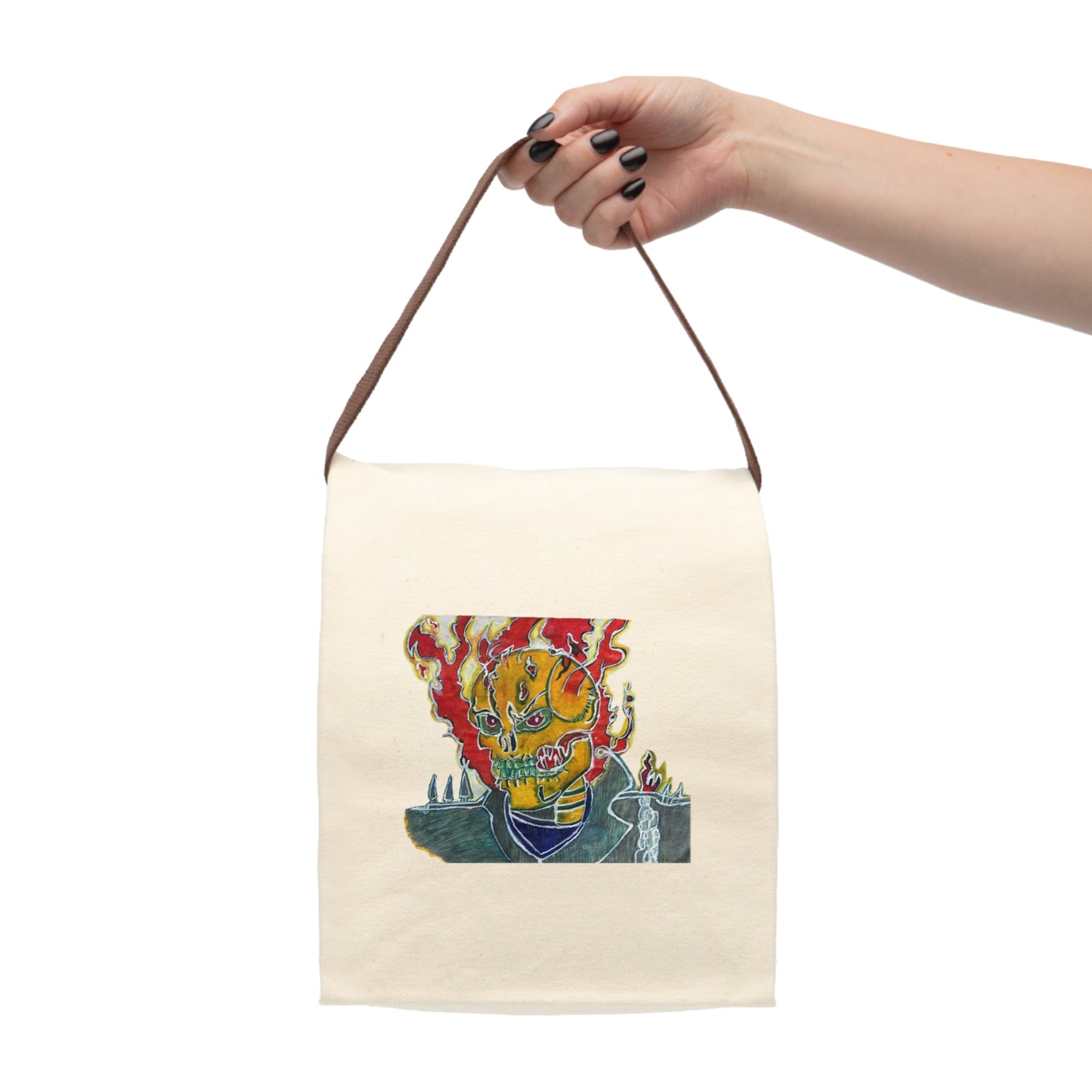 Skeleton On Fire Lunch Bag With Strap