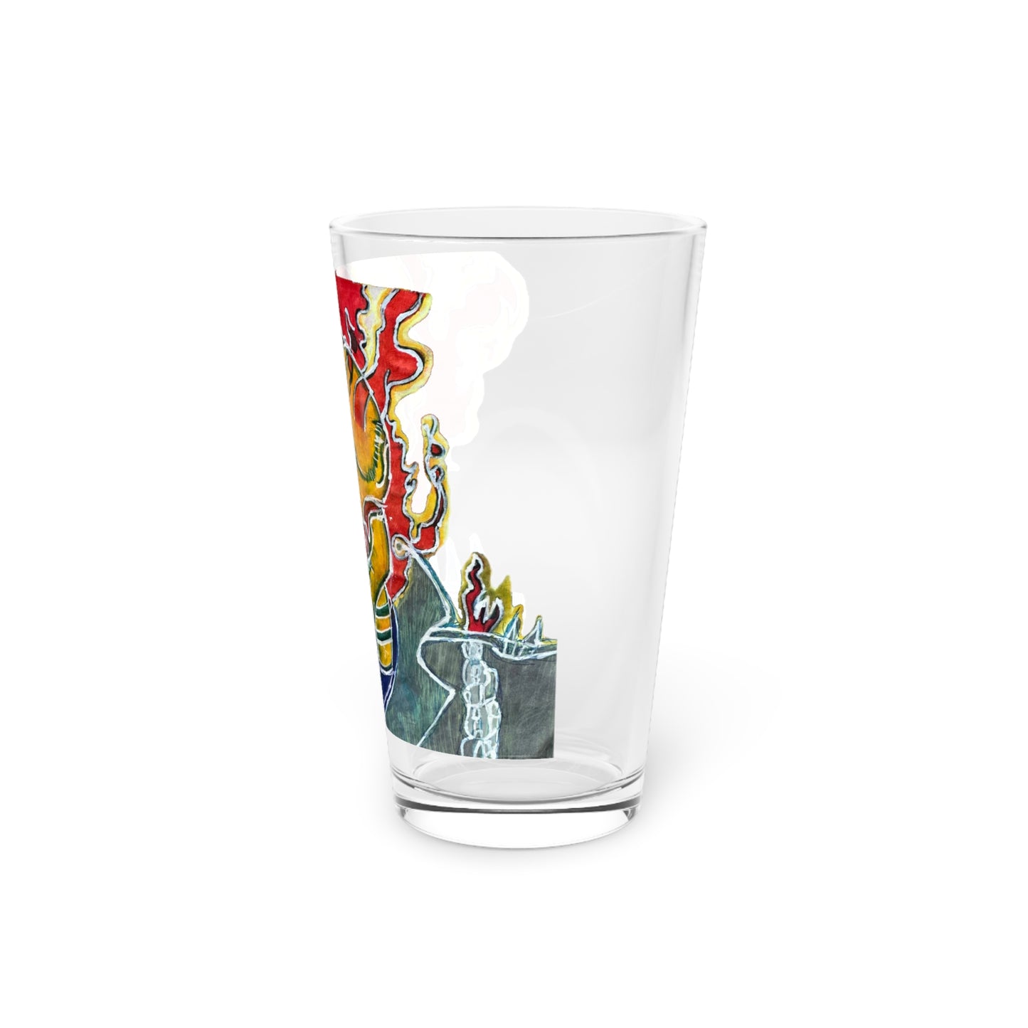 Skeleton On Fire Pint Glass, 16oz