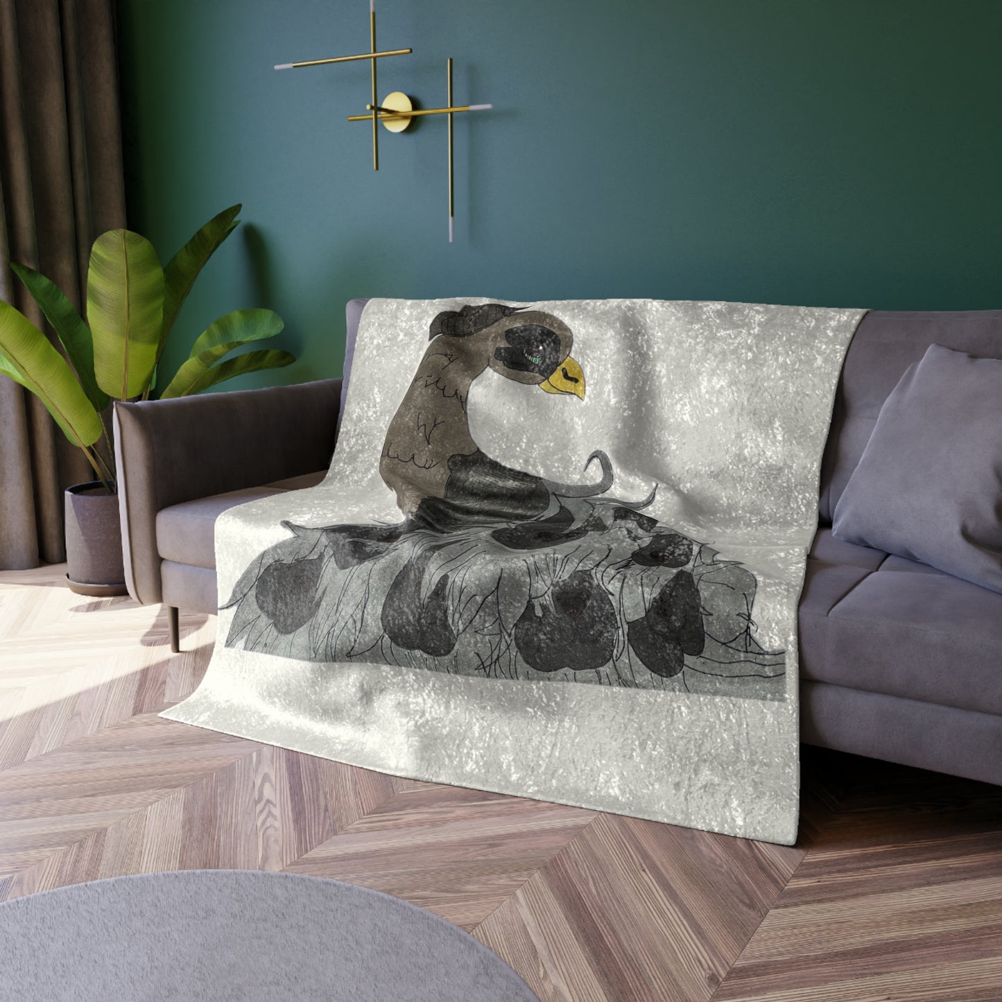 Fancy Peacock Crushed Velvet Blanket