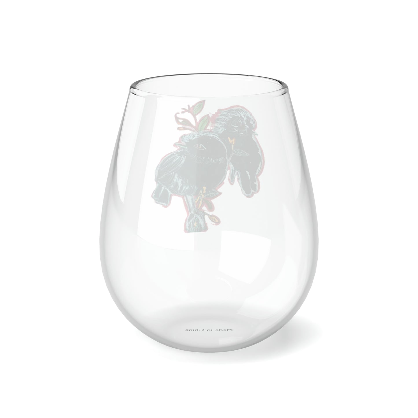 Birdie Original Artwork Stemless Wine Glass, 11.75oz