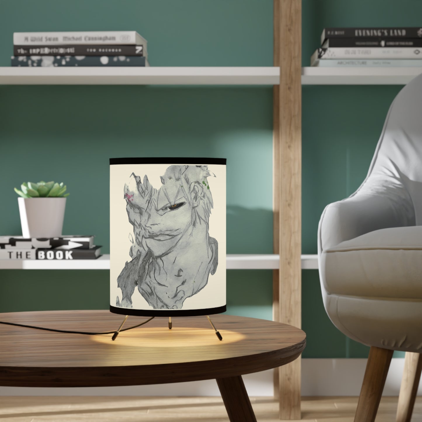 Anime Man Tripod Lamp with High-Res Printed Shade