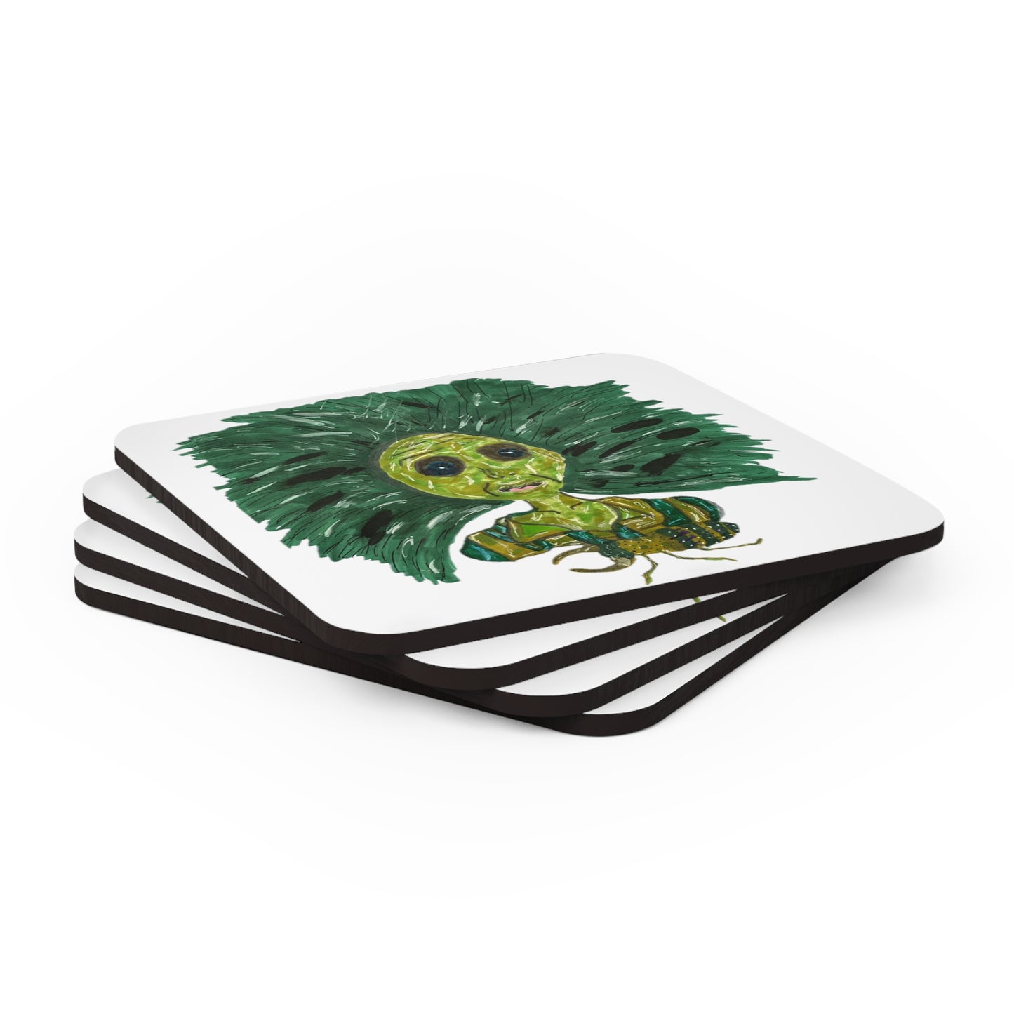 Green Lady Corkwood Coaster Set