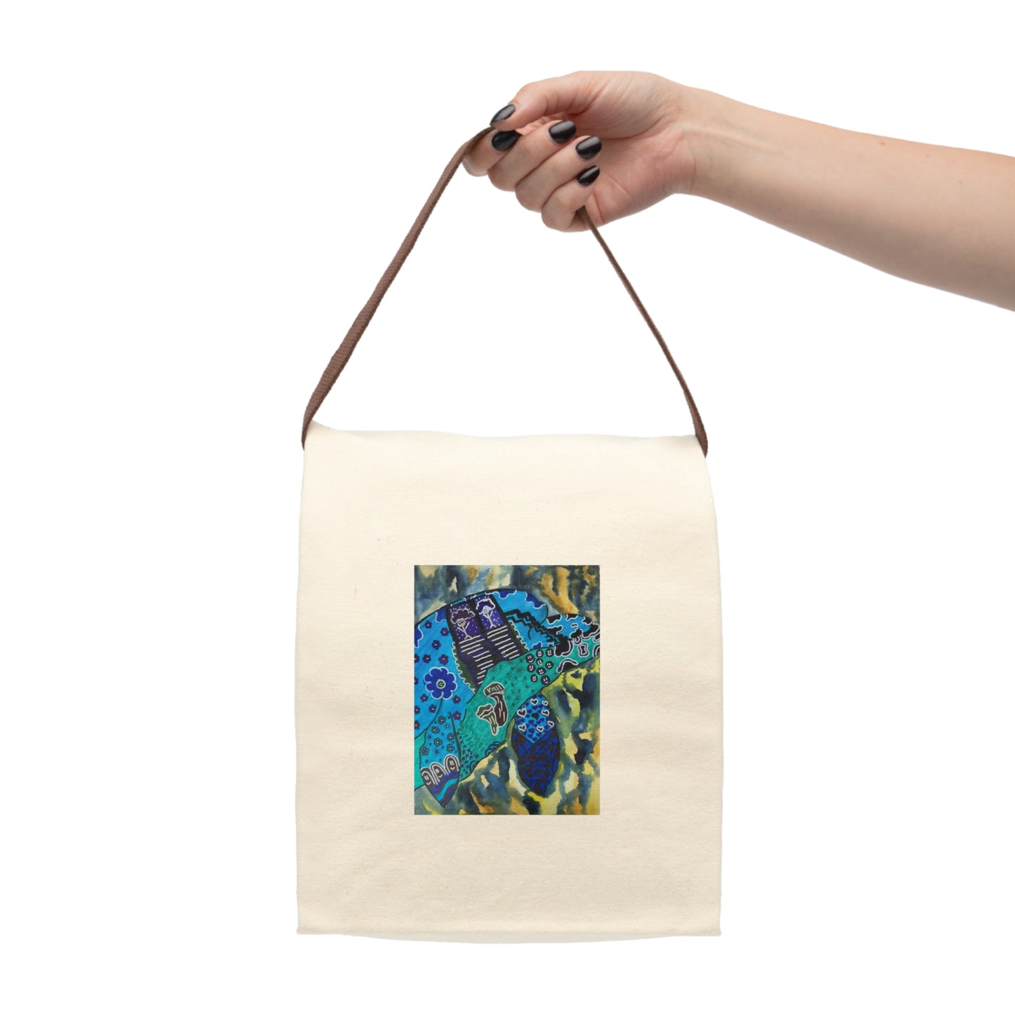 Psychedelic Sea Turtle Lunch Bag With Strap