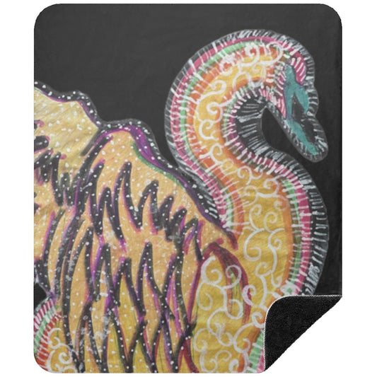 Psychedelic Swan Sherpa Blanket 50x60