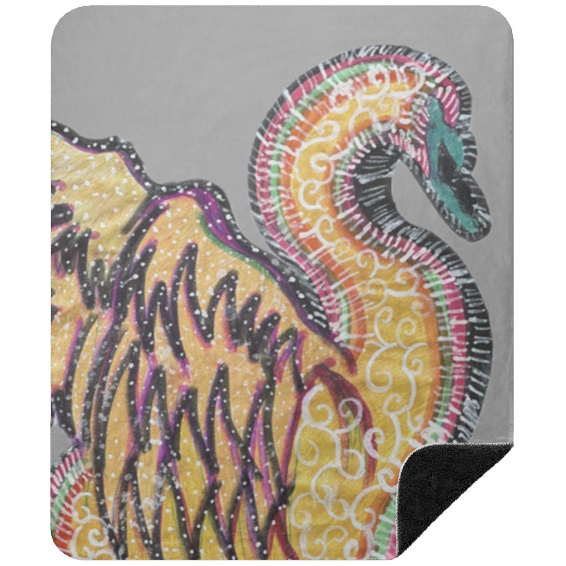 Psychedelic Swan Sherpa Blanket 50x60