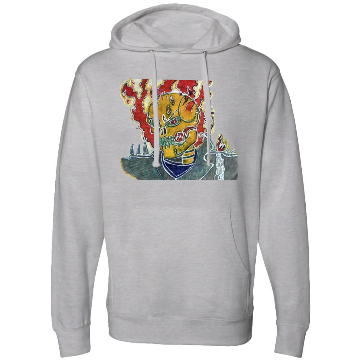 Skeleton On Fire Hooded Sweatshirt