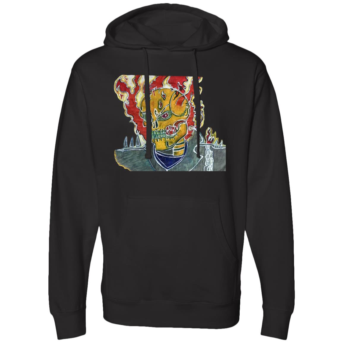 Skeleton On Fire Hooded Sweatshirt