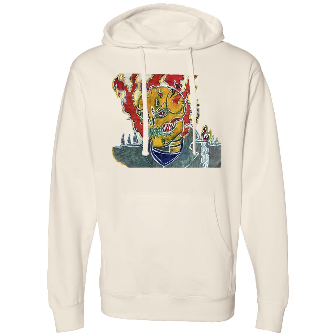 Skeleton On Fire Hooded Sweatshirt