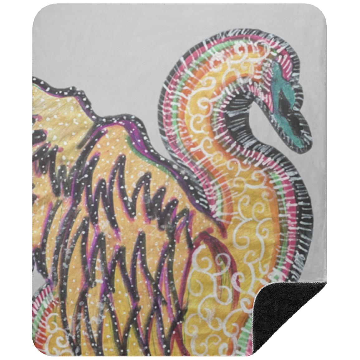 Psychedelic Swan Sherpa Blanket 50x60