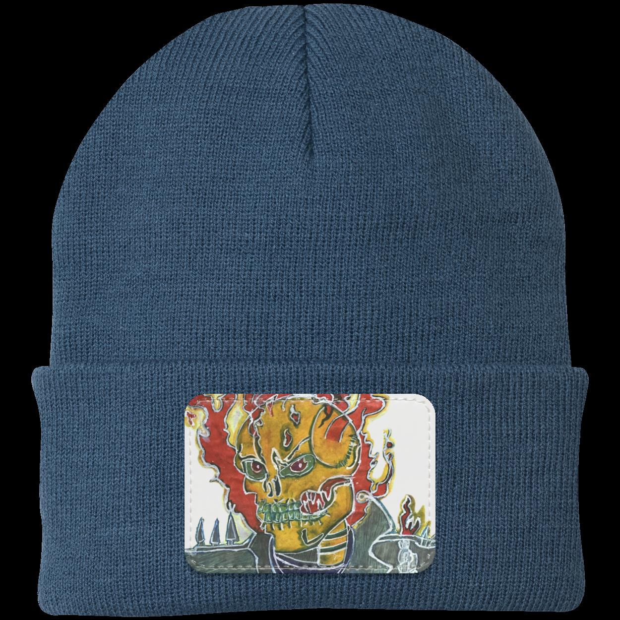 Skeleton On Fire Knit Cap