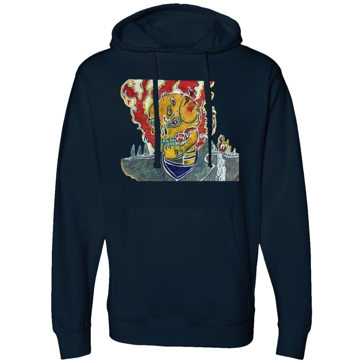 Skeleton On Fire Hooded Sweatshirt
