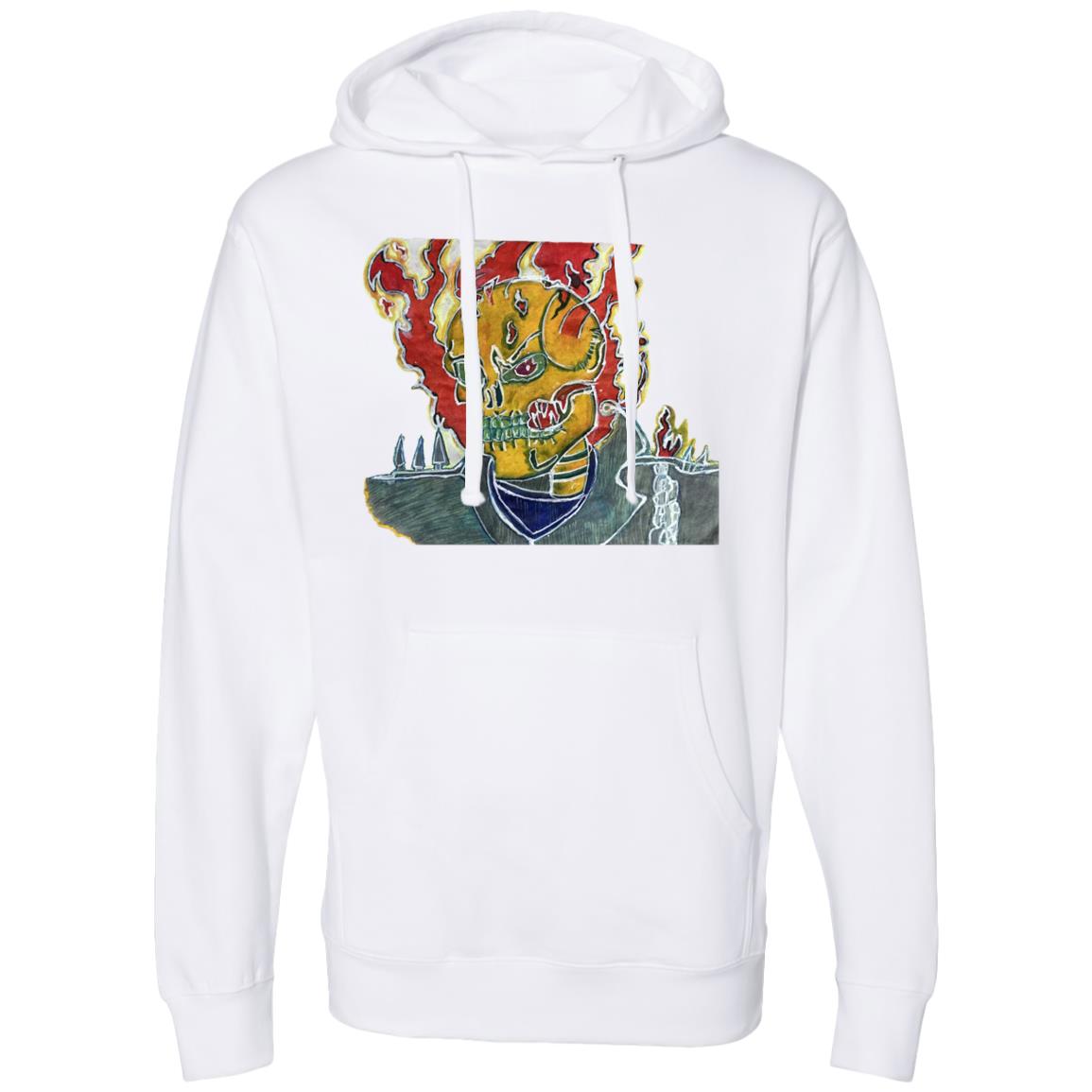 Skeleton On Fire Hooded Sweatshirt