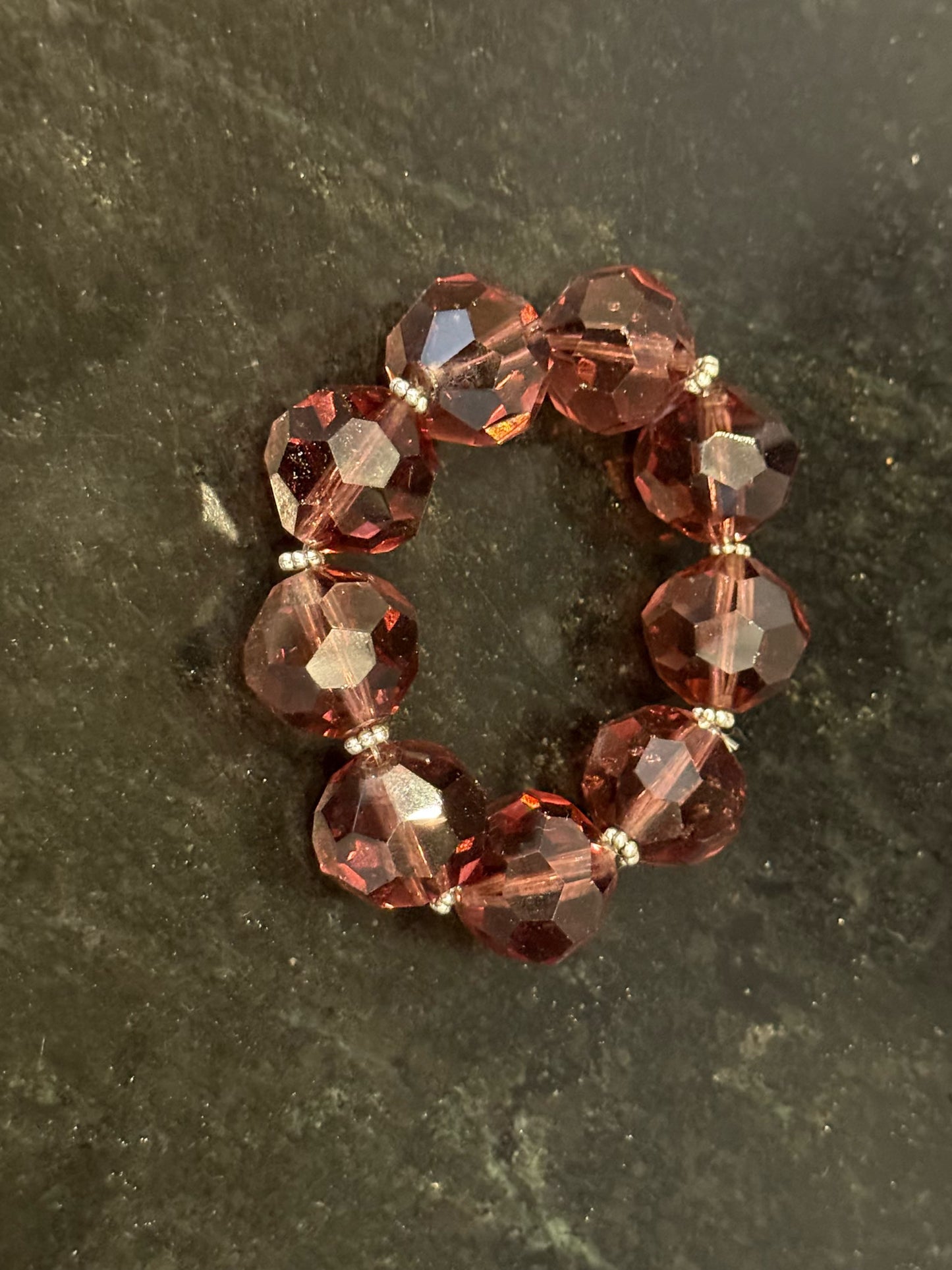 Beautifully designed amethyst glass beaded bracelet by Taytem Barth