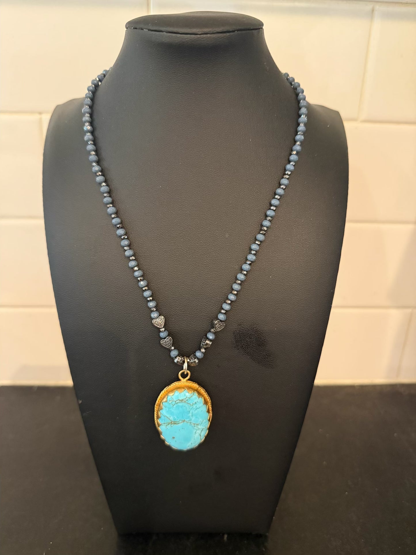 Original Blue Pendant Necklace Jewelry by Taytem Barth
