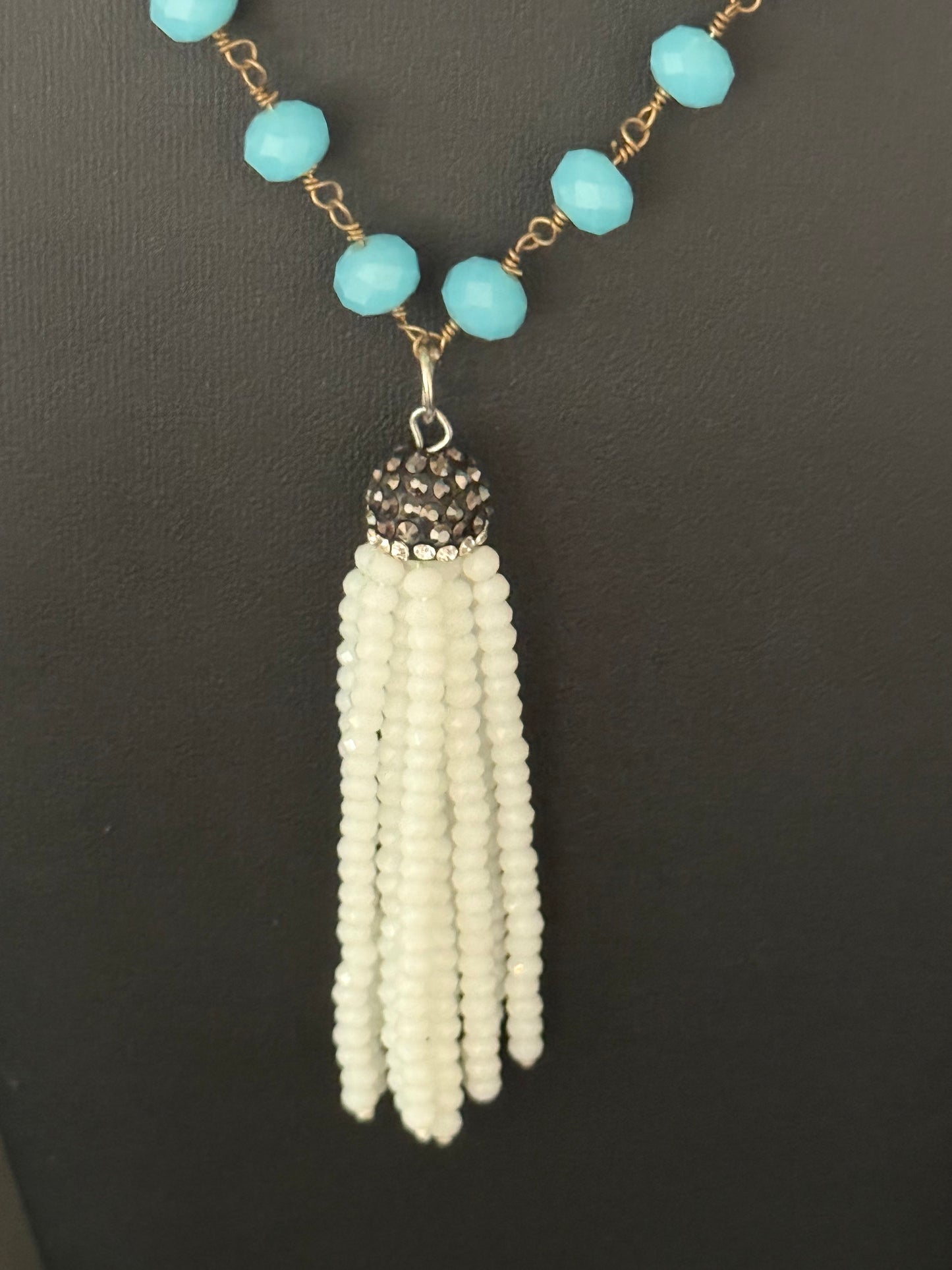 Original White Sparkle Pendant Necklace Gold Designed by Taytem Barth