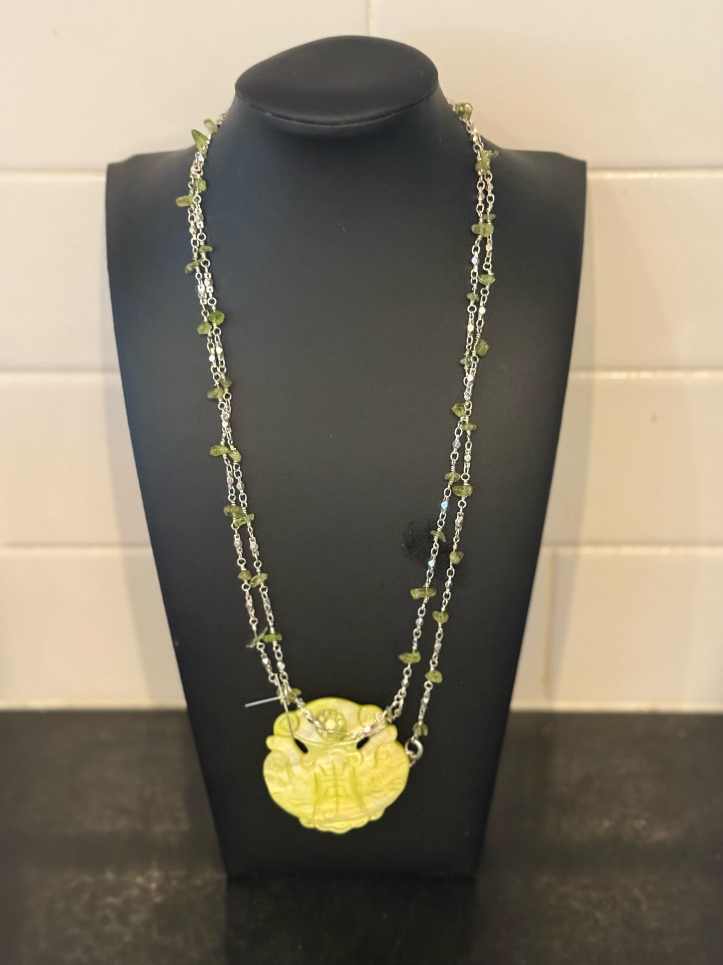 Original Delicate Green Necklace Jewelry by Taytem Barth