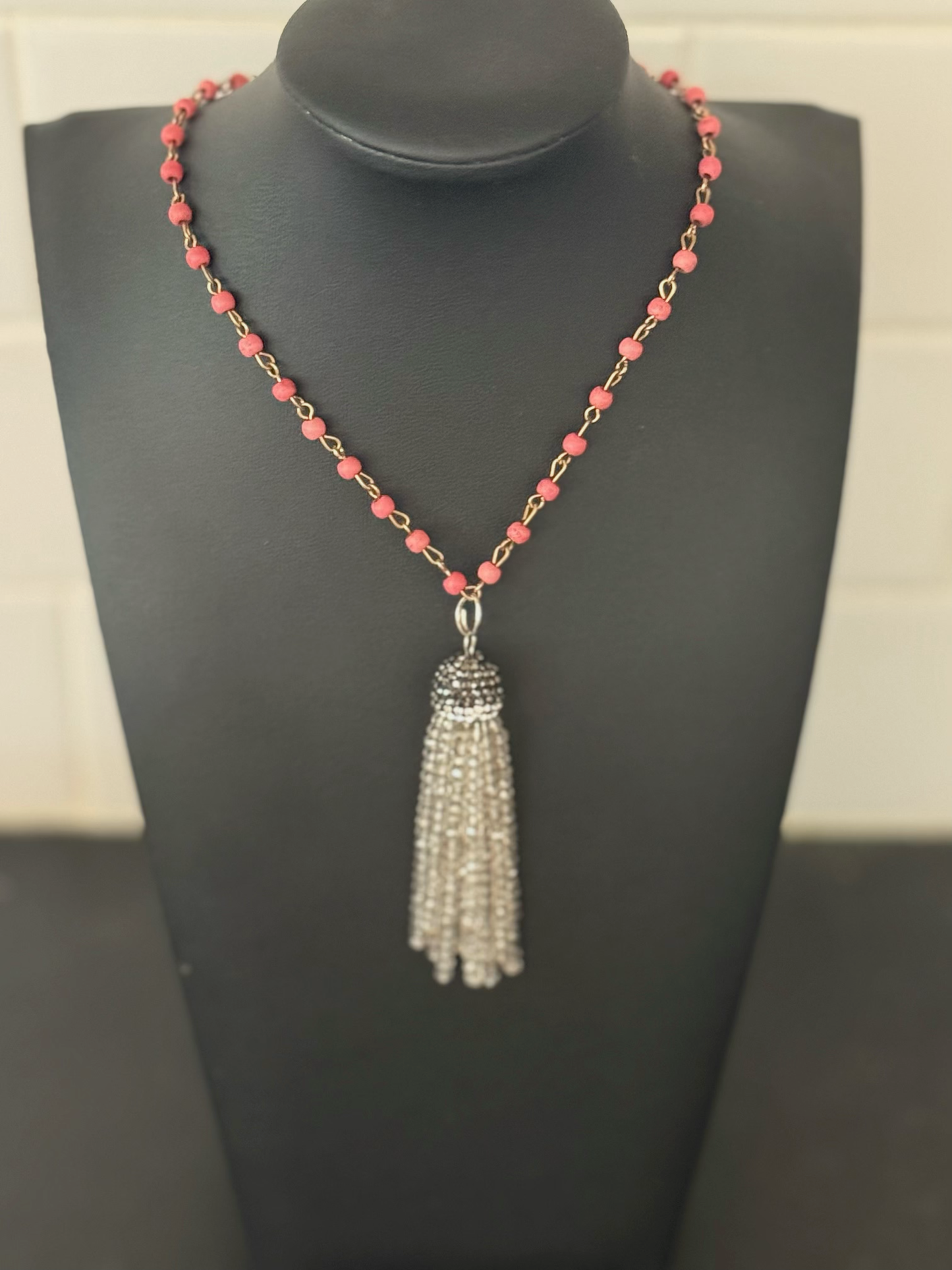 Original Pink Necklace Jewelry with Pendant Designed by Taytem Barth