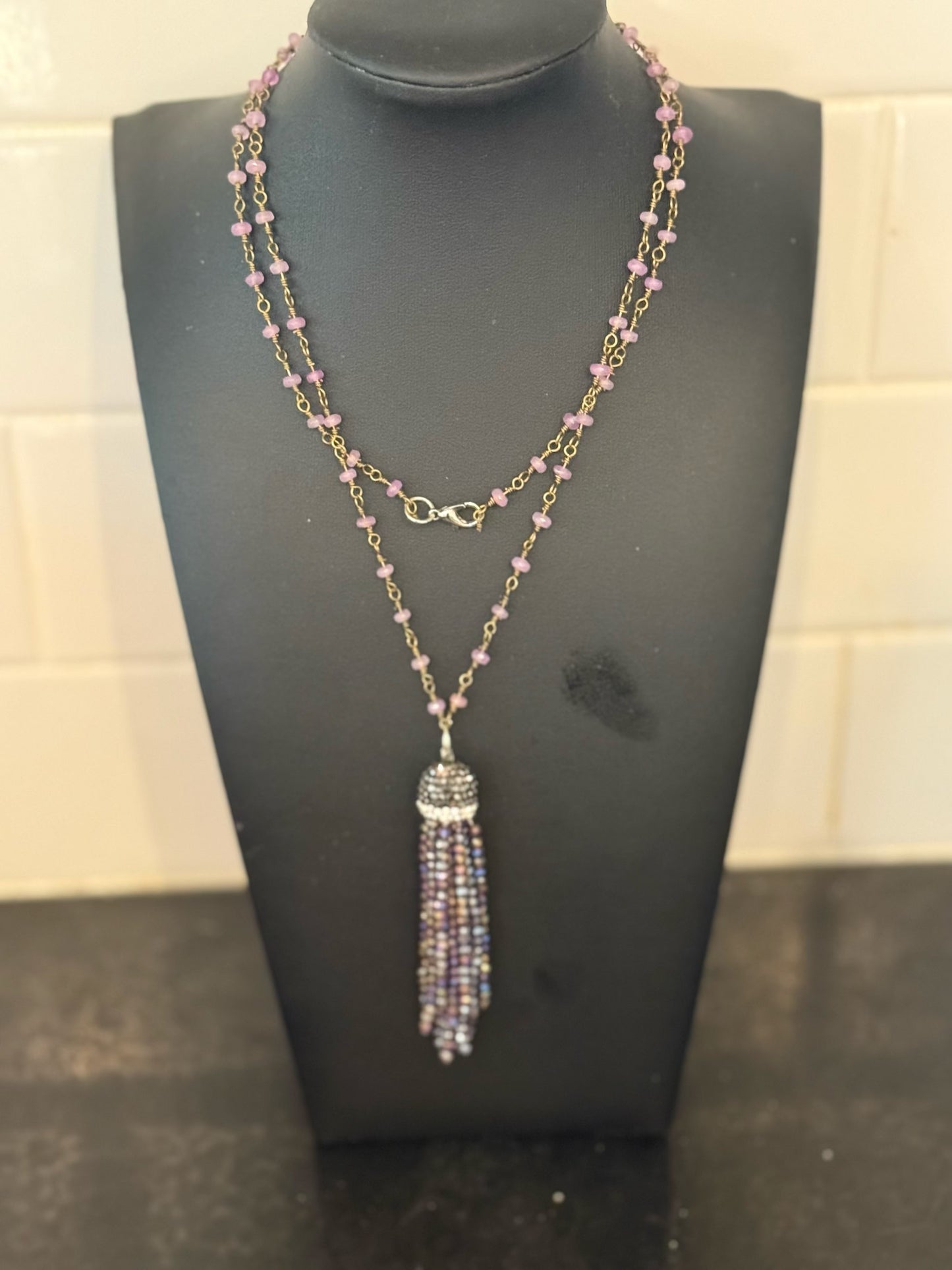 Original purple colored pendant Necklace Jewelry by Taytem Barth