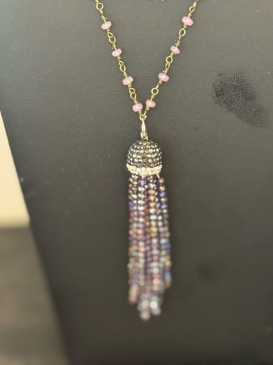 Original purple colored pendant Necklace Jewelry by Taytem Barth