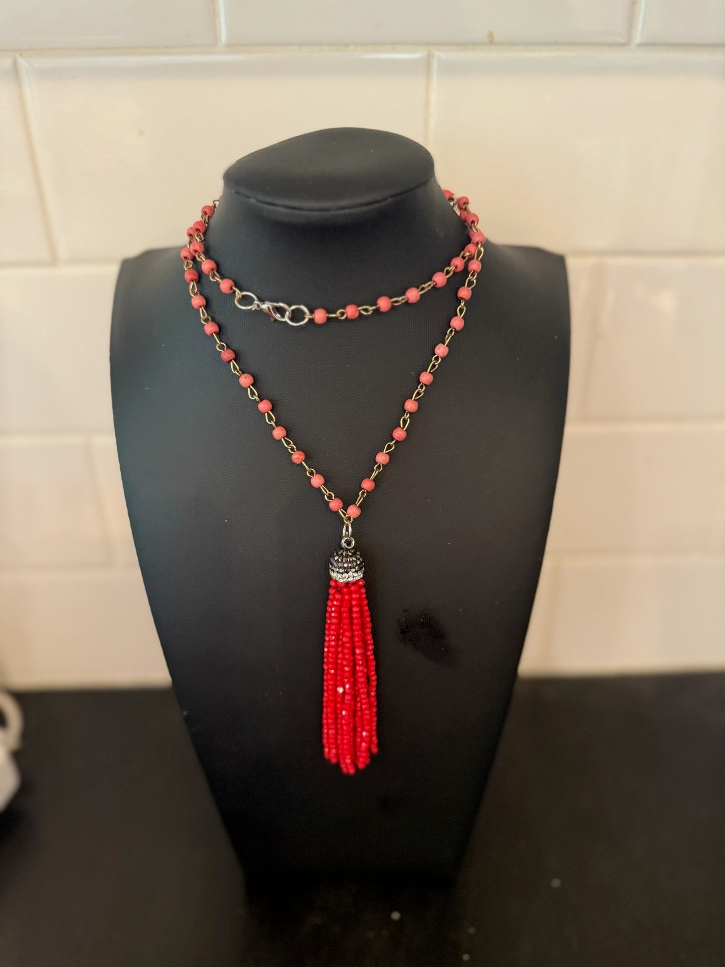 Original red pendant Necklace Jewelry by Taytem Barth