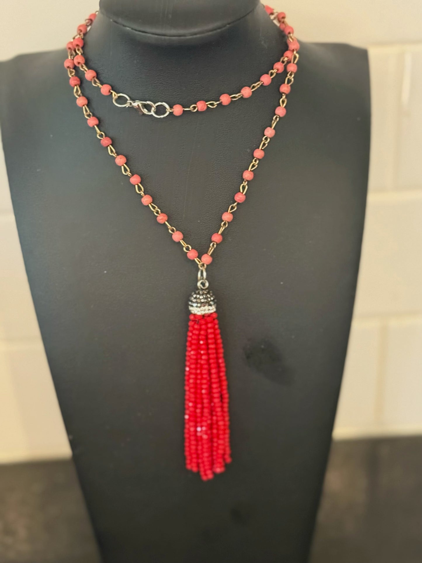 Original red pendant Necklace Jewelry by Taytem Barth