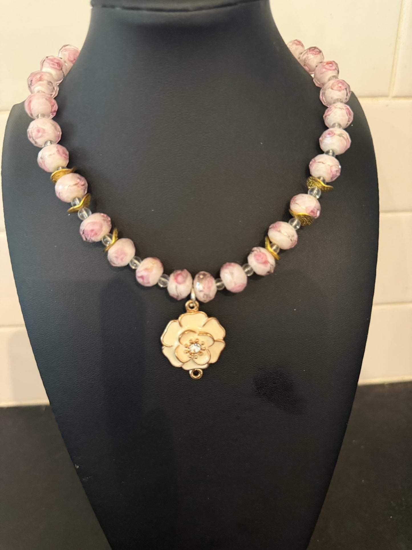 Original Rose Flower Pendant Necklace Jewelry by Taytem Barth