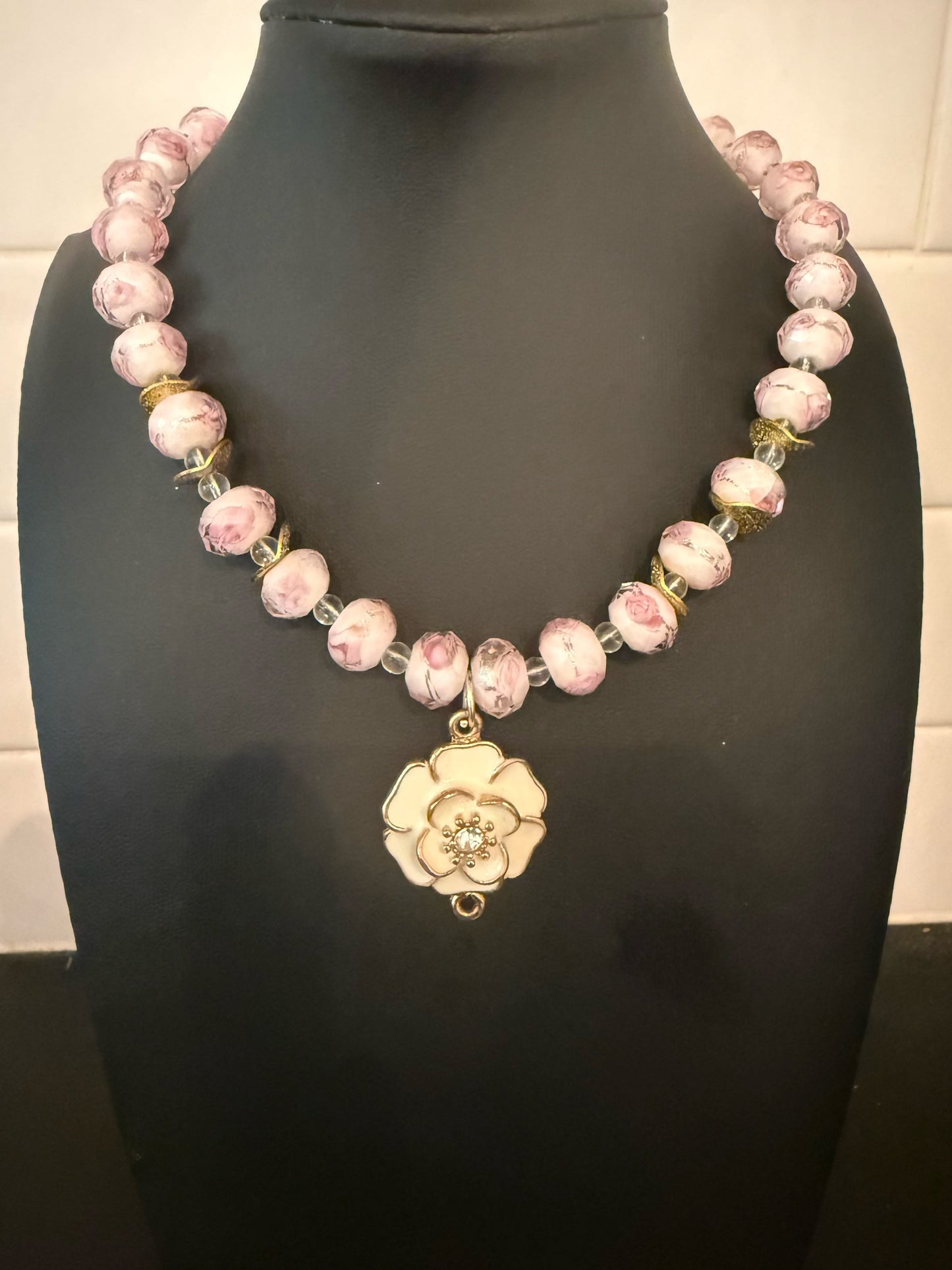 Original Rose Flower Pendant Necklace Jewelry by Taytem Barth