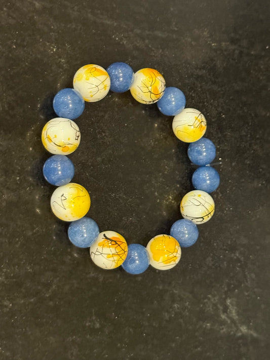 Beautiful smooth stone and glass bracelet by Taytem Barth