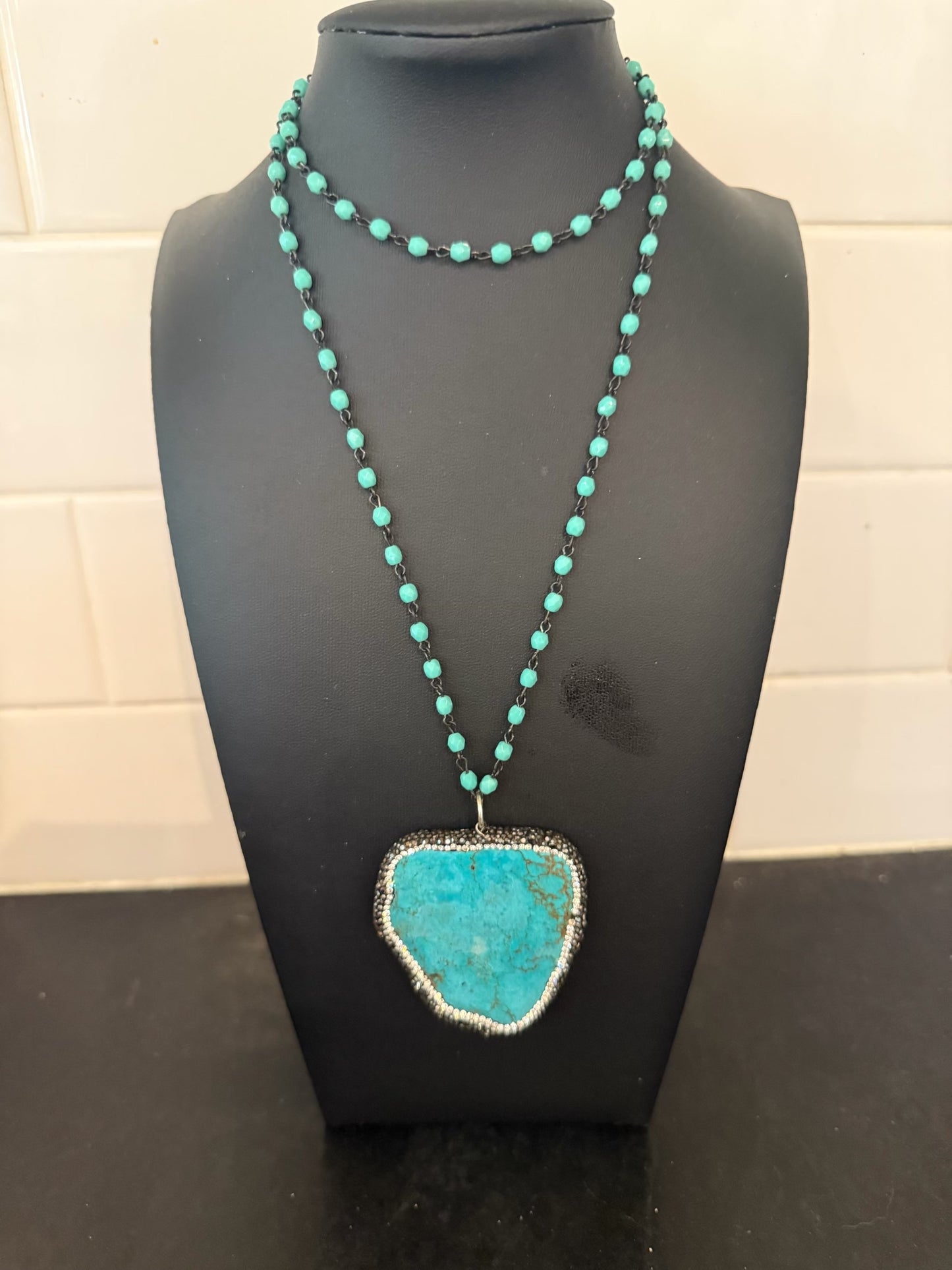 Original Necklace Turquoise Pendant Designed by Taytem Barth