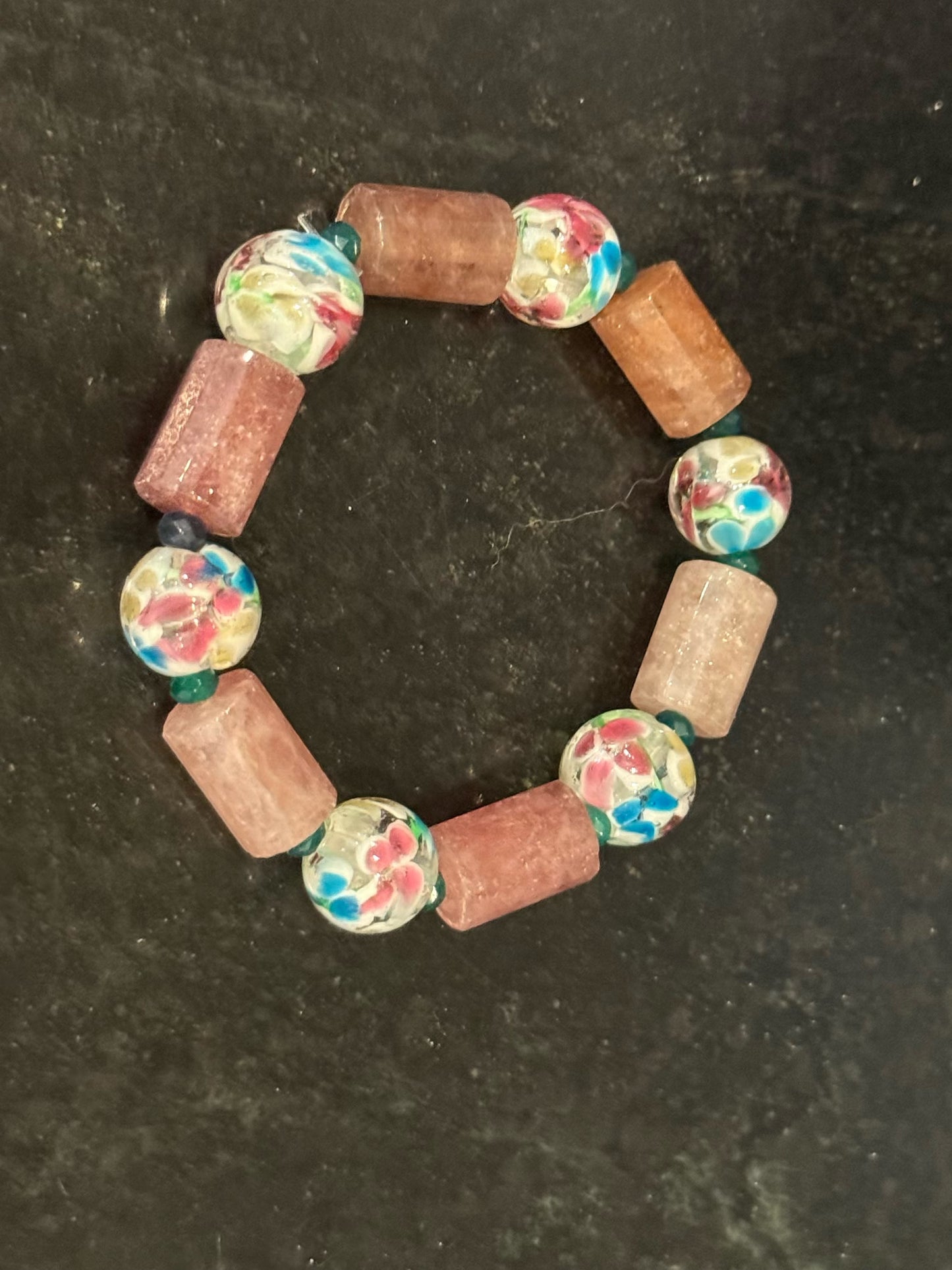 Beautiful smooth stone and glass bracelet by Taytem Barth