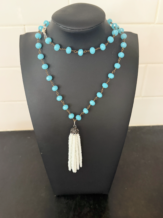 Original White Sparkle Pendant Necklace Gold Designed by Taytem Barth