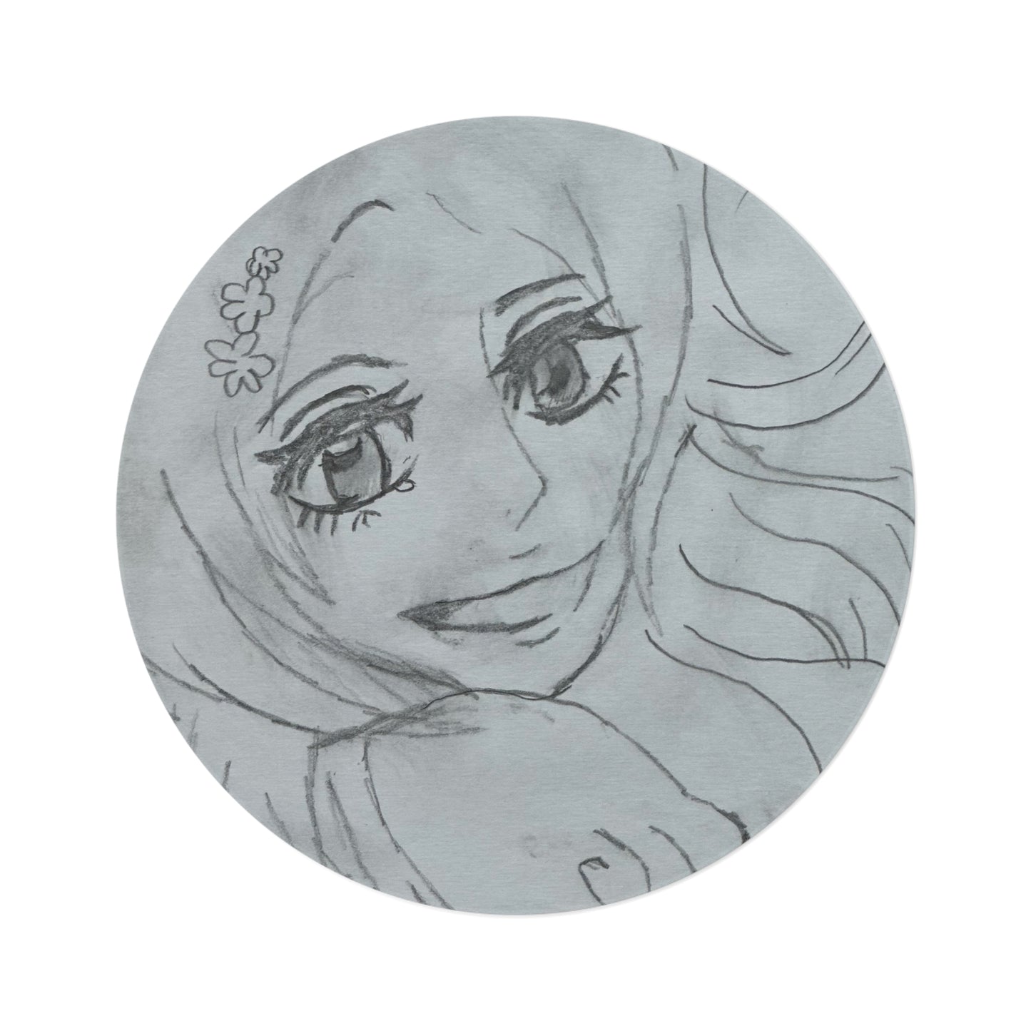 Anime Smiling Girl Round Rug