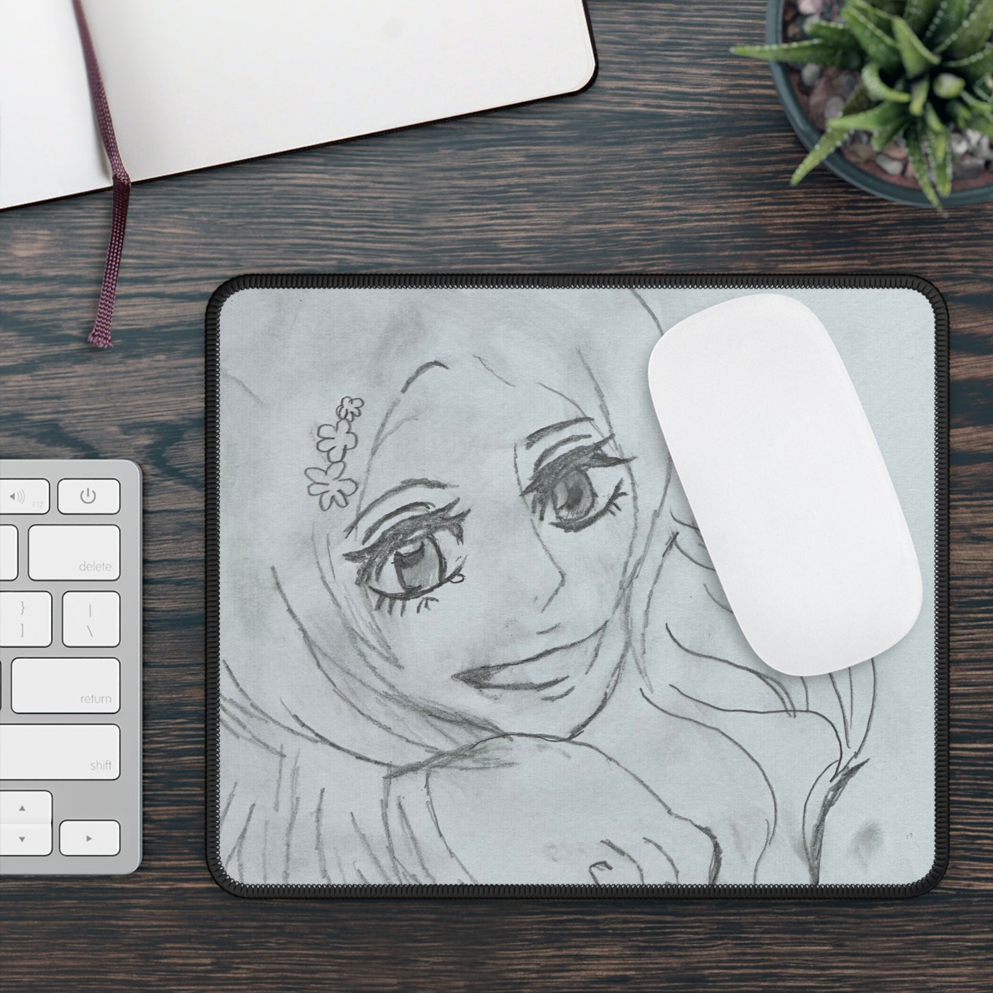 Anime Smiling Girl Gaming Mouse Pad