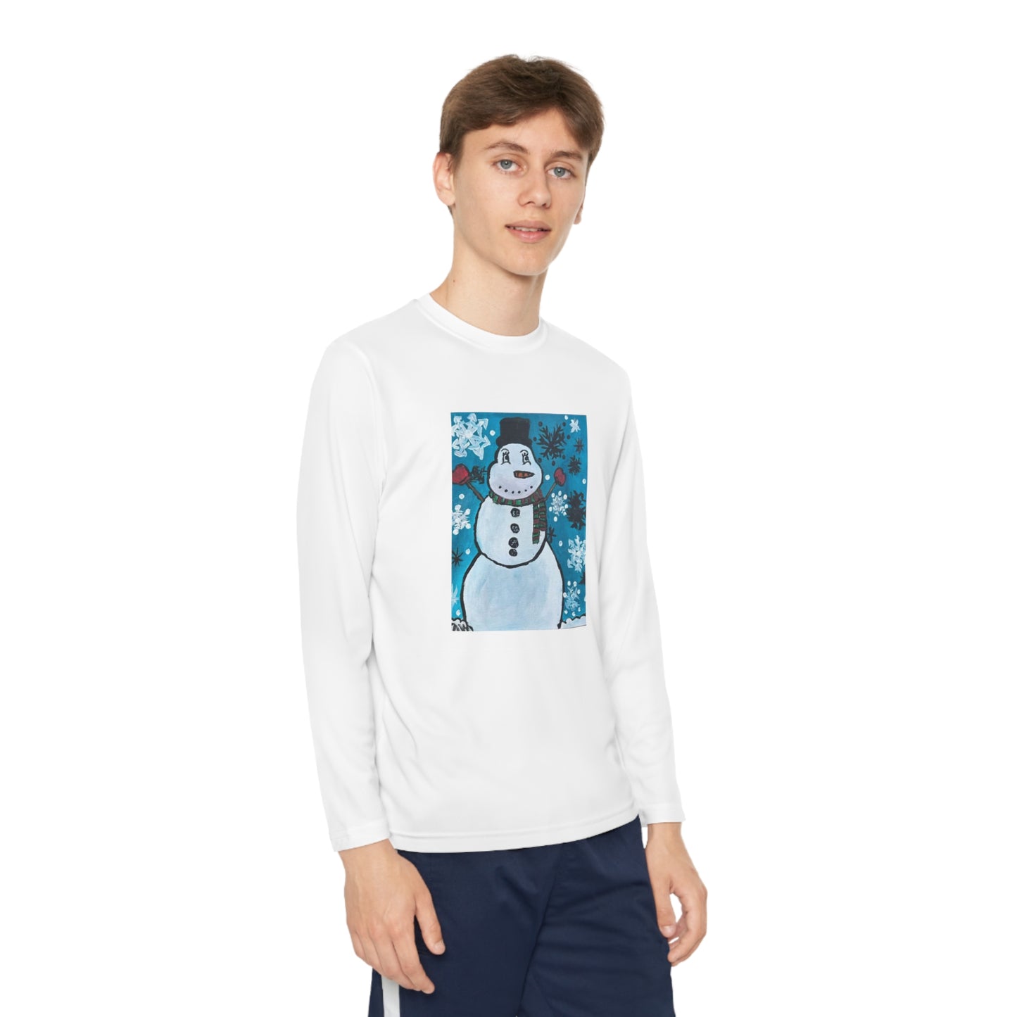 Happy Snowman Youth Long Sleeve Competitor Tee