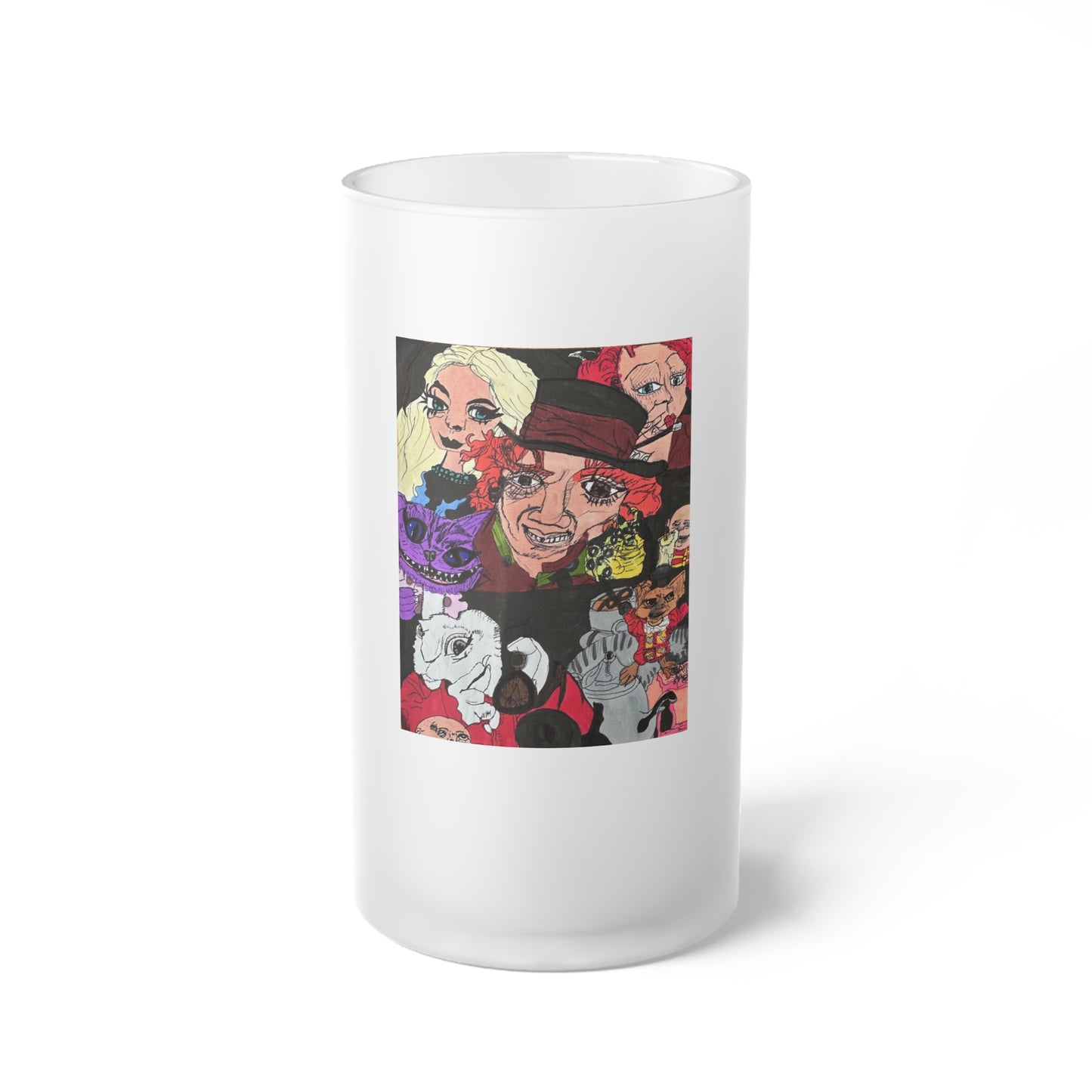 Hatter Madness Frosted Glass Beer Mug