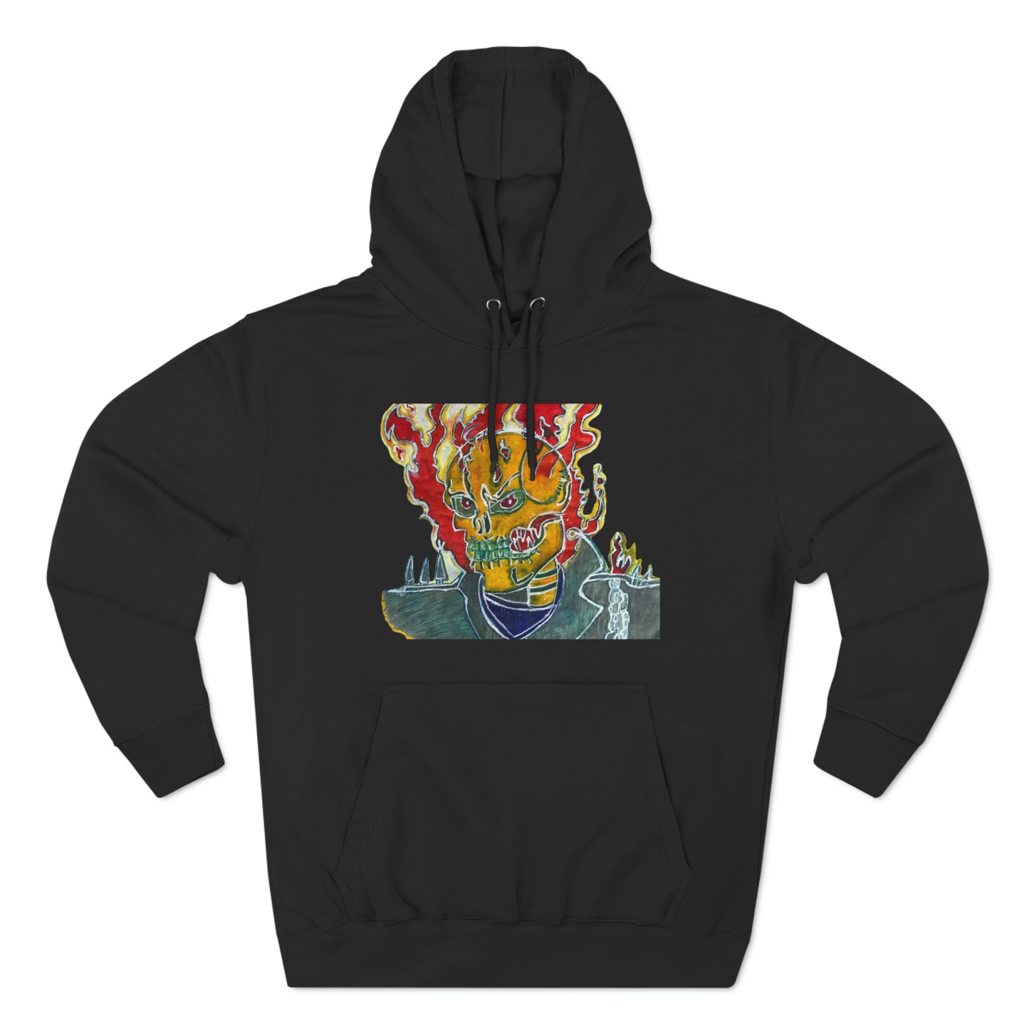 Skeleton On Fire Unisex Premium Pullover Hoodie