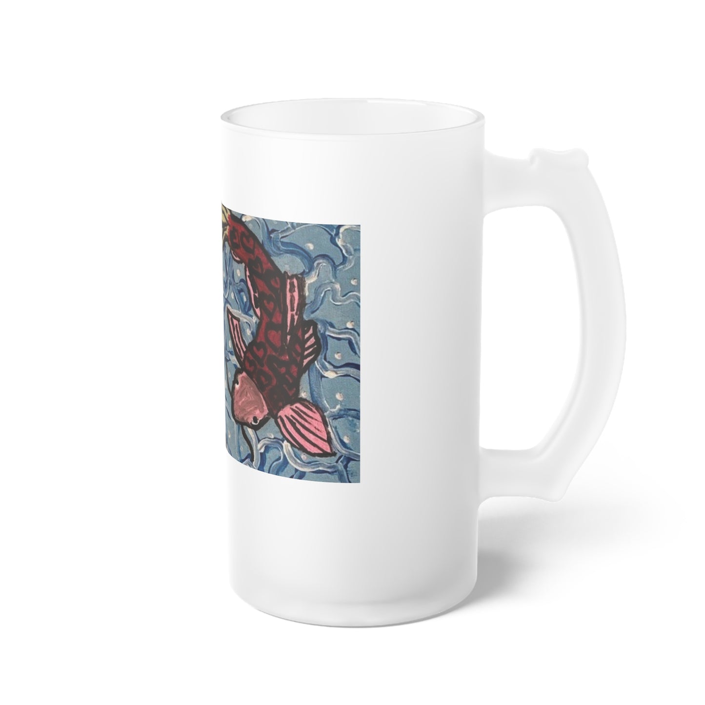 Koi Wonder Frosted Glass Beer Mug