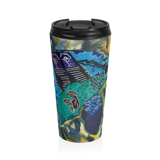 Psychedelic Sea Turtle Stainless Steel Travel Mug