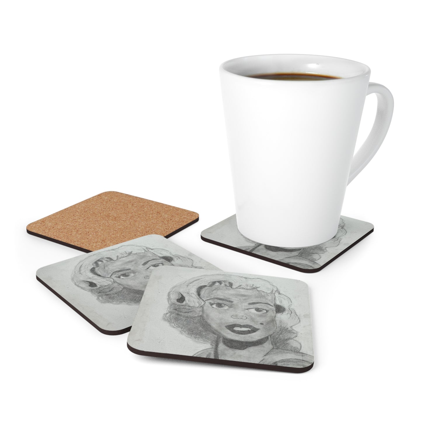 Retro 50s Leading Lady Corkwood Coaster Set