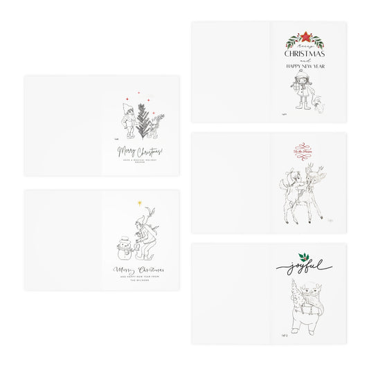 Christmas Greeting Cards - 5-Pack Assorted Original Artwork by Taytem Barth