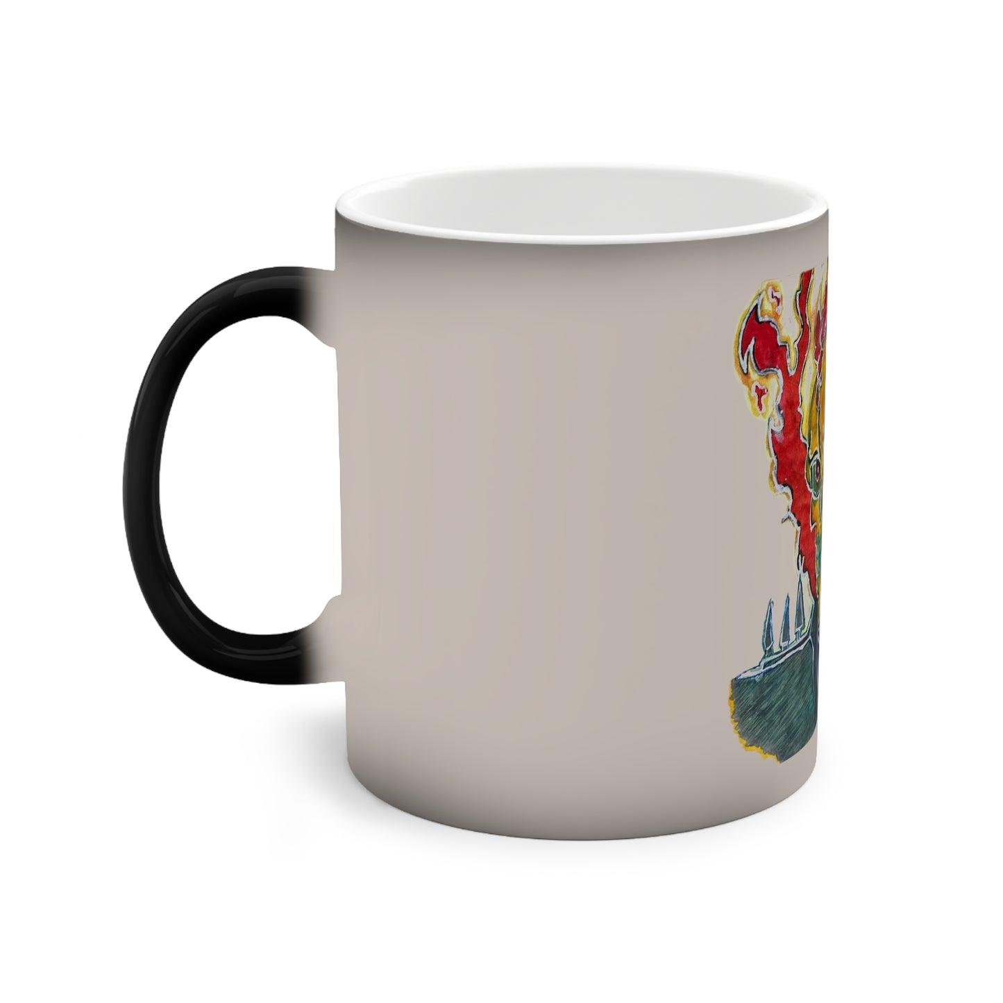 Skeleton On Fire Color-Changing Mug, 11oz