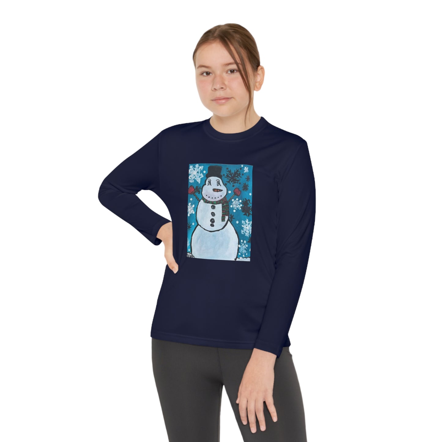 Happy Snowman Youth Long Sleeve Competitor Tee